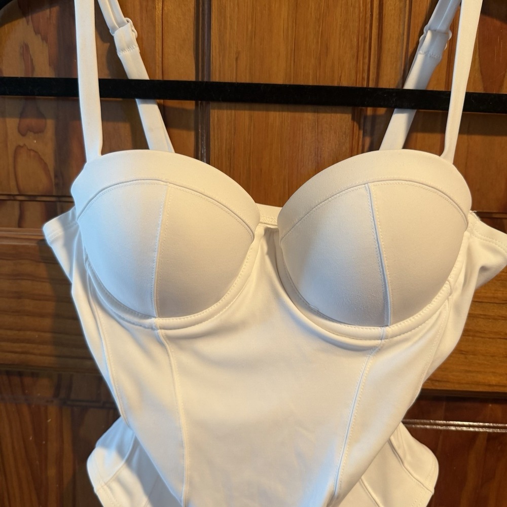 NWT TA3 Hi Cut Lushy White Lace Up Corset One Piece Swimsuit XS Short B Cup - Picture 3 of 9